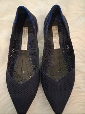 Rothy's Women's Pointed Knit Flats in Navy Blue